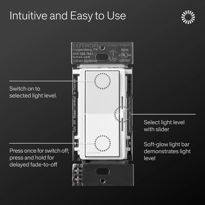 Lutron 150 W Rocker Dimmer Switch 1 pk