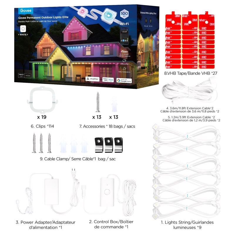 Govee Plug In 72 W LED Smart-Enabled Permanent String Light 1 pk