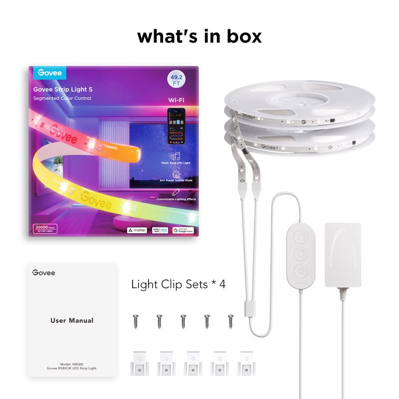 Govee 49.2 ft. L Plug-In LED Smart-Enabled Strip Light