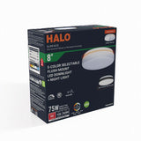 Halo 2.95 in. H X 8 in. W X 8 in. L White LED Ceiling Light Fixture with Nightlight
