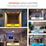 Halo 2.95 in. H X 8 in. W X 8 in. L White LED Ceiling Light Fixture with Nightlight