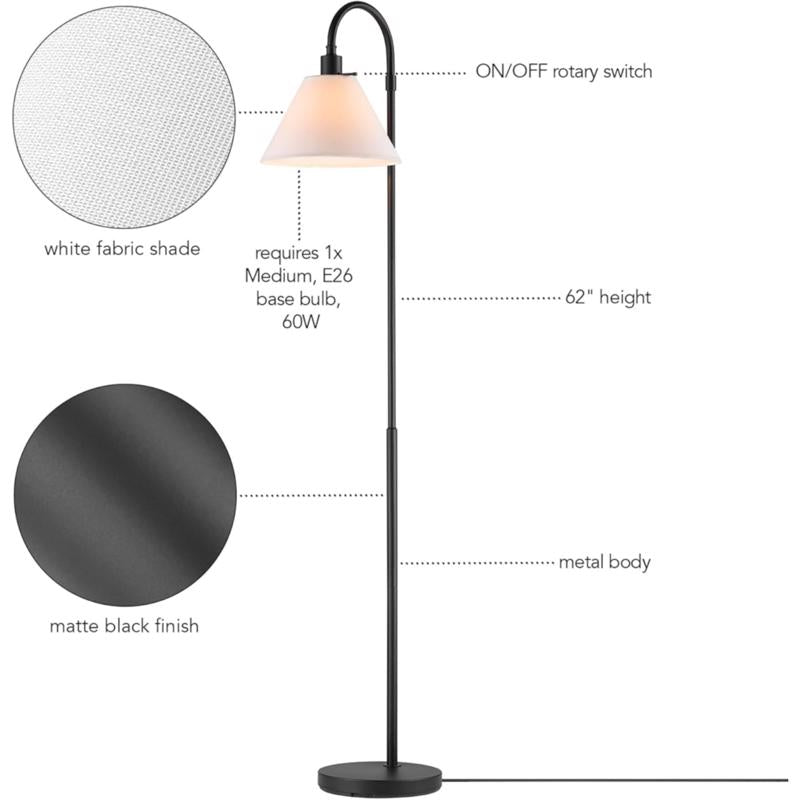 Globe Electric 62 in. Matte Black Floor Lamp