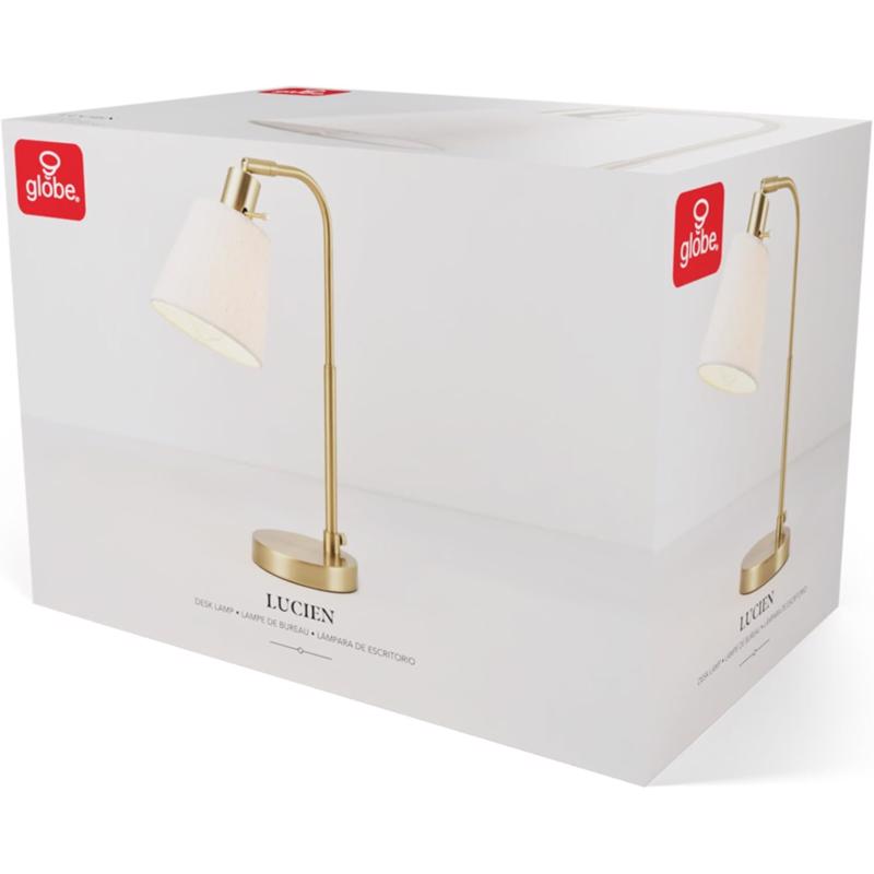 Globe Electric 16.1 in. Matte Brass Desk Lamp