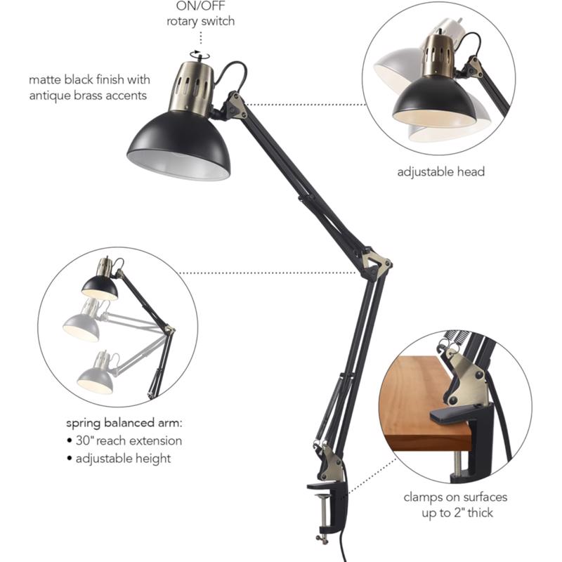 Globe Electric 16.1 in. Matte Brass Desk Lamp
