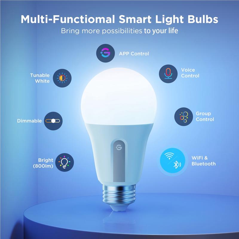 Govee A19 E26 (Medium) Smart-Enabled LED Bulb Color Changing 60 Watt Equivalence 1 pk
