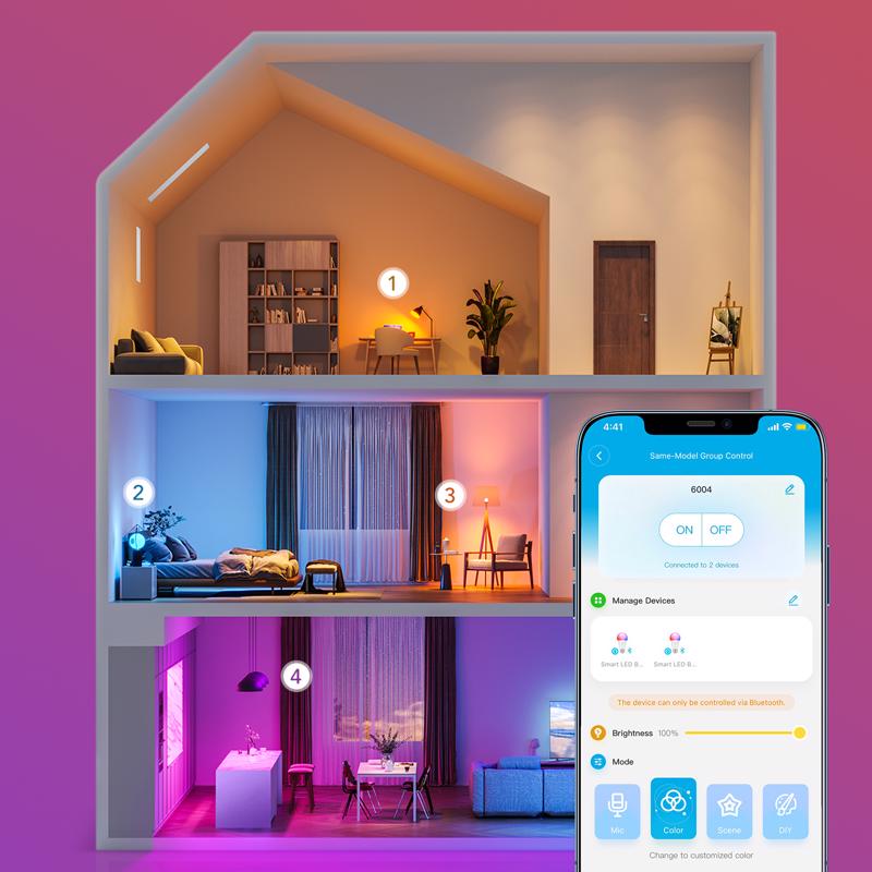 Govee A19 E26 (Medium) Smart-Enabled LED Bulb Color Changing 60 Watt Equivalence 4 pk