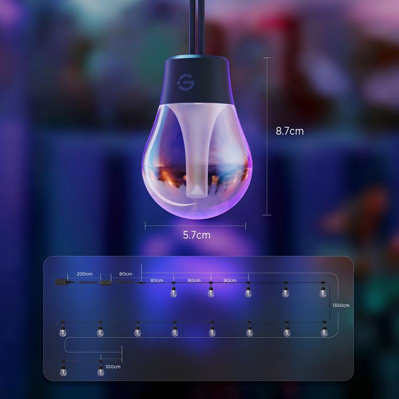 Govee LED Modern Smart-Enabled Color Changing String Lights Clear 48 ft. 15 lights