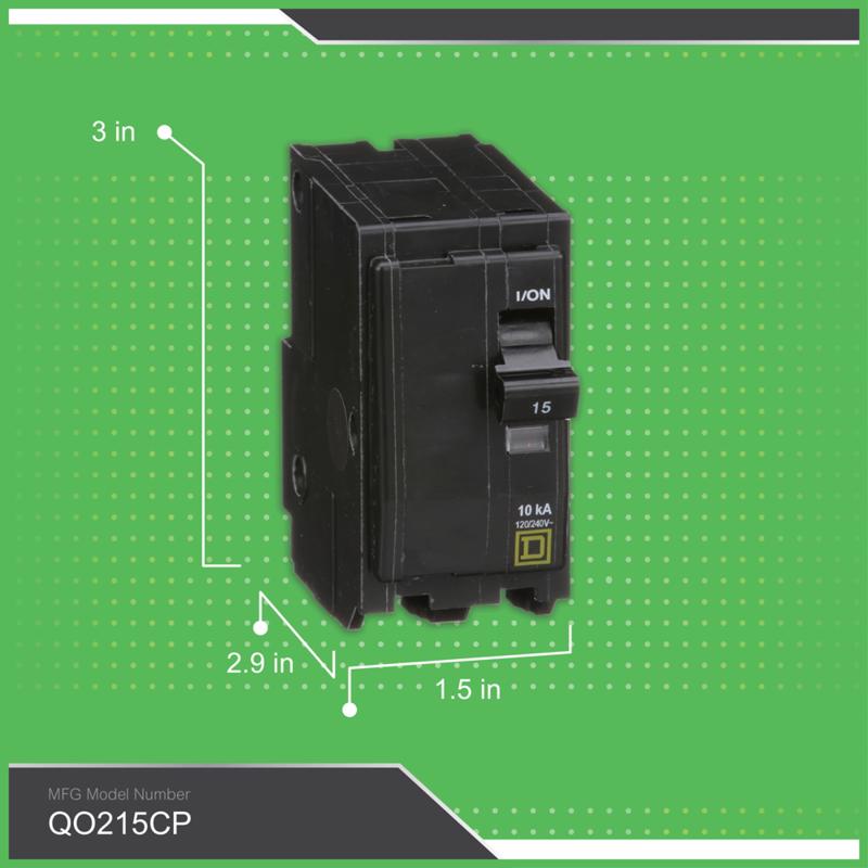 Square D QO 15 amps Plug In 2-Pole Circuit Breaker