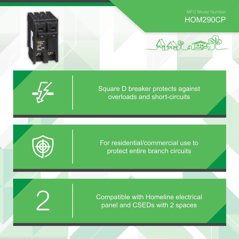 Square D HomeLine 90 amps Plug In 2-Pole Circuit Breaker