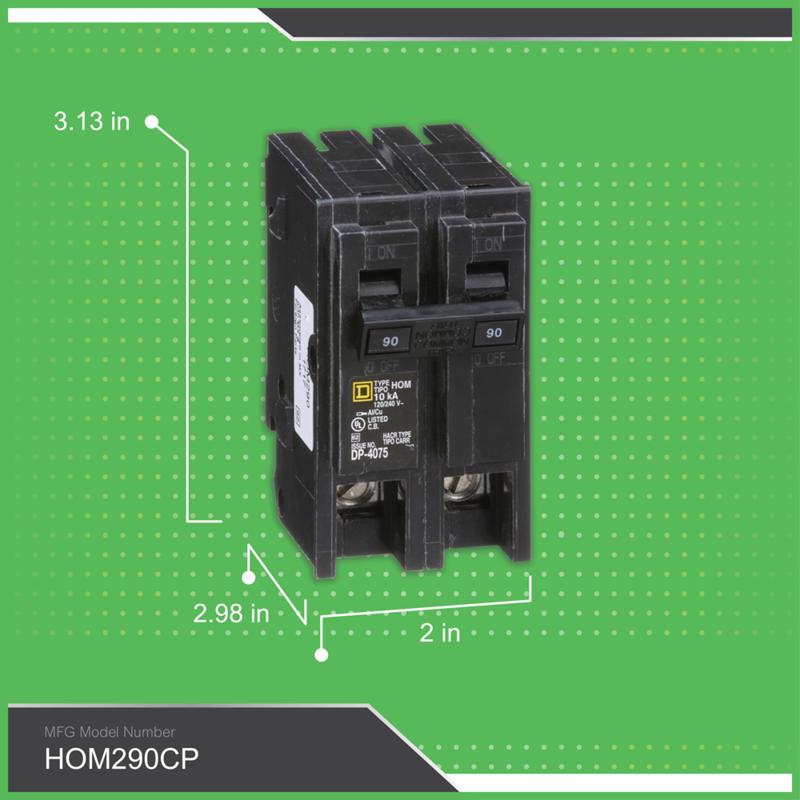 Square D HomeLine 90 amps Plug In 2-Pole Circuit Breaker