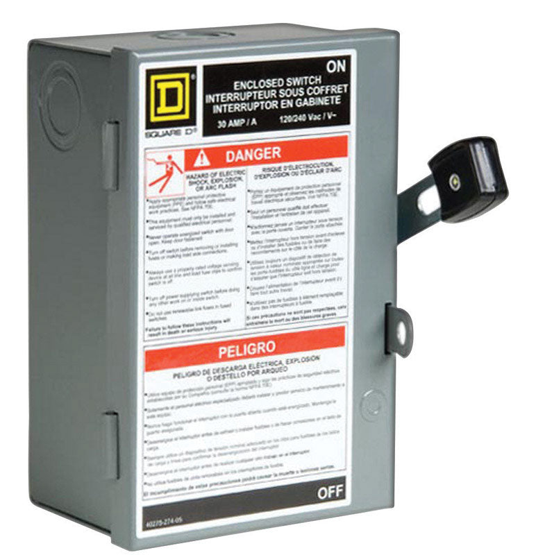 Square D 30 amps Fusible 2-Pole Fuse Safety Switch