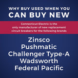 Connecticut Electric Zinsco 15/20 amps Tandem Single Pole Circuit Breaker