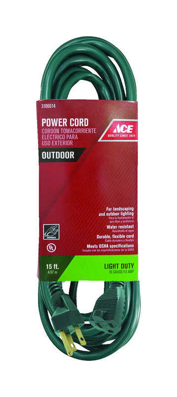 CORD OUTDR 15' GREEN