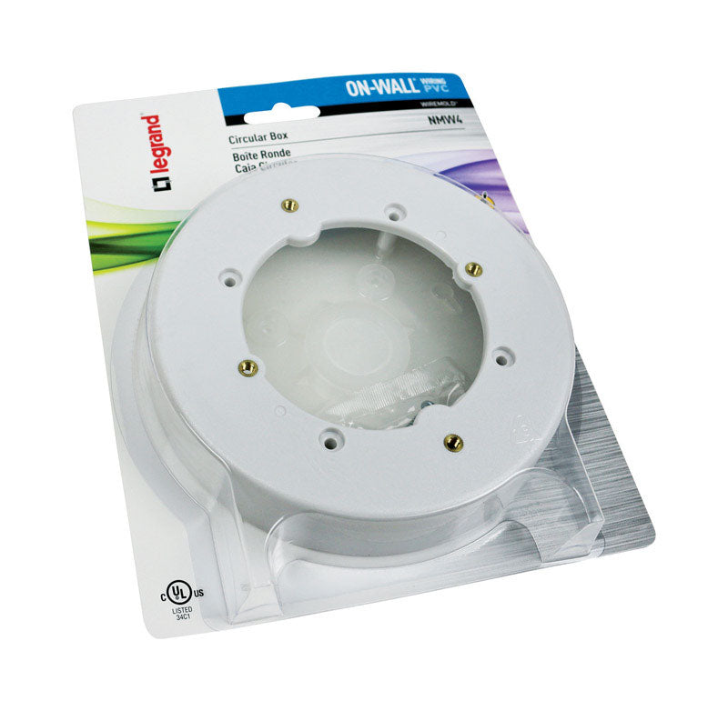 Legrand Round PVC 1 gang Electrical Box White