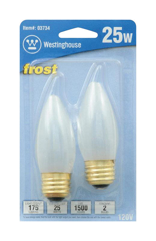 Westinghouse 25 W B11 Decorative Incandescent Bulb E26 (Medium) Warm White 2 pk