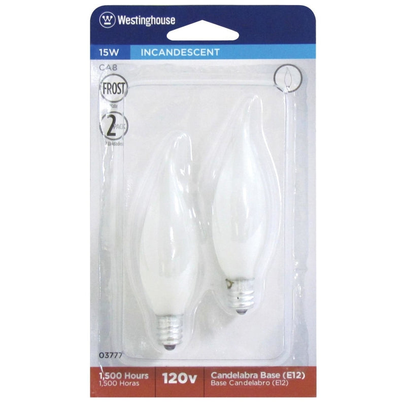 Westinghouse 15 W E12 Decorative Incandescent Bulb E12 (Candelabra) Warm White 2 pk