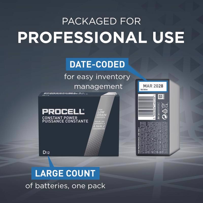 Procell Constant D Alkaline Batteries 12 pk Boxed