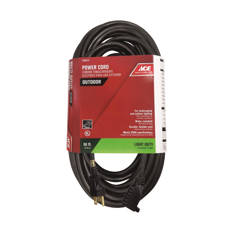 CORD EXT 50FT 16/3 BLK