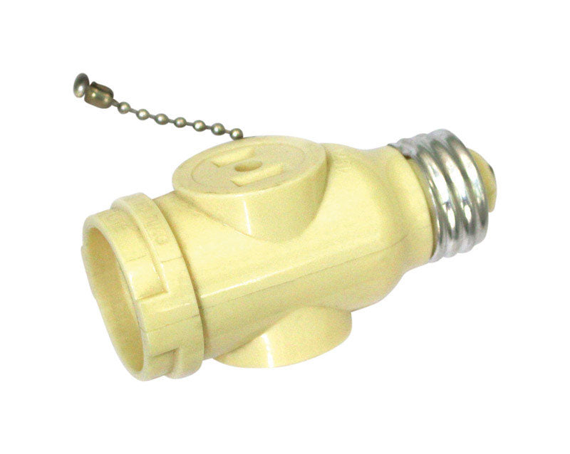 Ace Plastic Medium Base Pull Chain Socket w/Outlet 1 pk