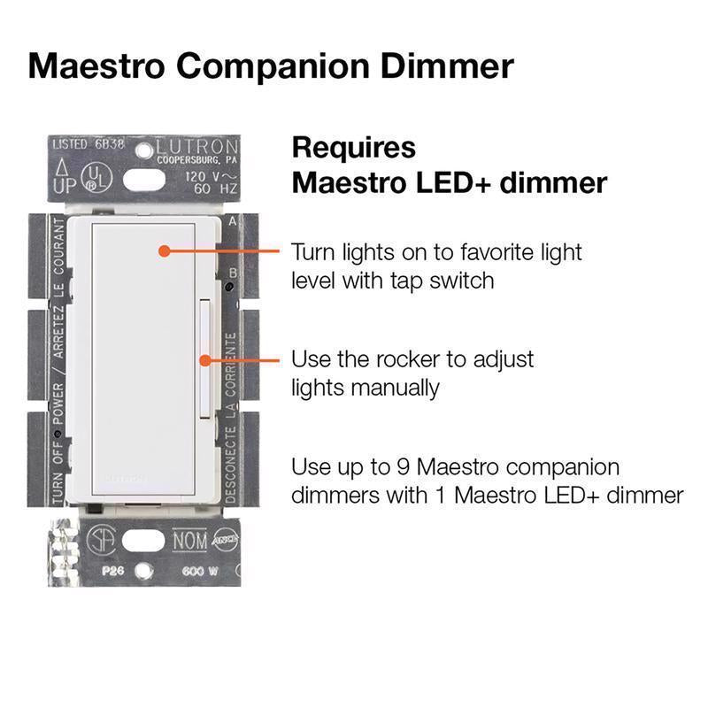 Lutron Maestro White 150 W 3-Way Dimmer Switch 1 pk