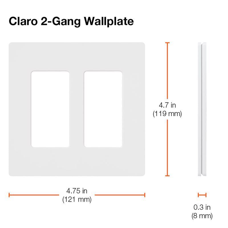 Lutron Claro White 2 gang Plastic Decorator Wall Plate 1 pk