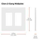 Lutron Claro White 2 gang Plastic Decorator Wall Plate 1 pk