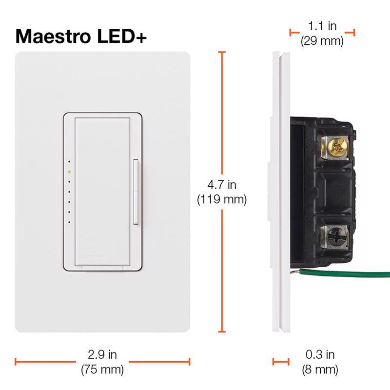 Lutron Maestro White 150 W 3-Way Dimmer Switch 1 pk