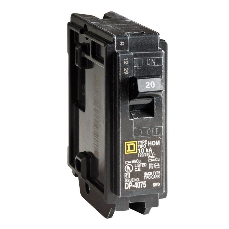 Square D HomeLine 20 amps Plug In Single Pole Circuit Breaker