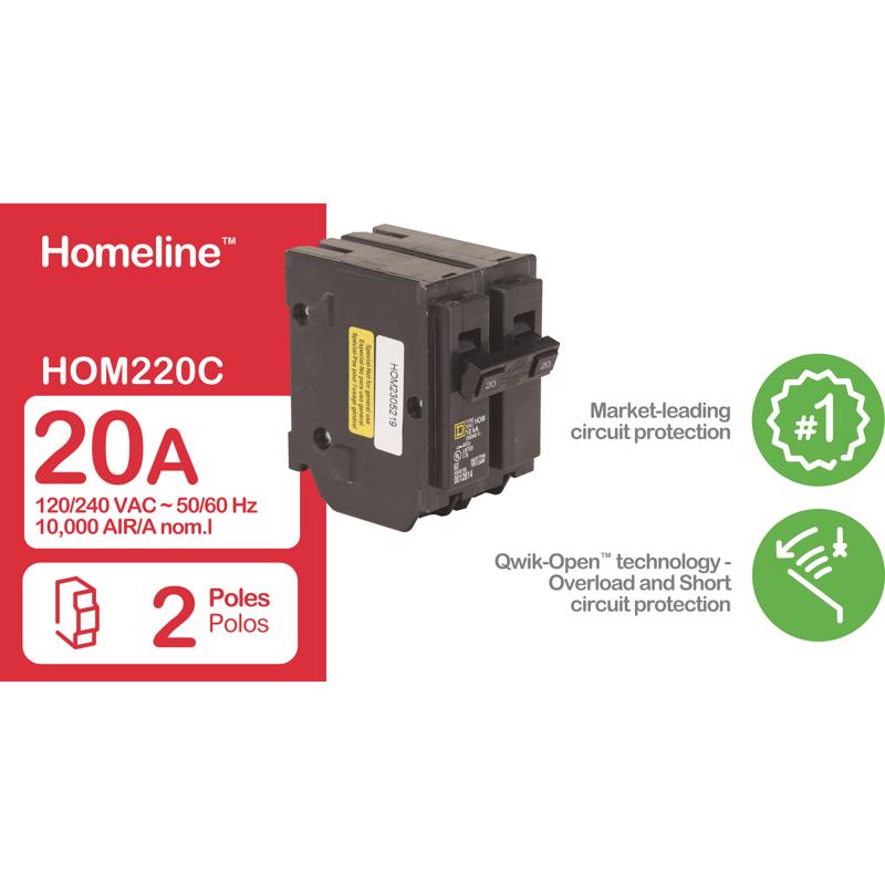 Square D HomeLine 20 amps Surge 2-Pole Circuit Breaker