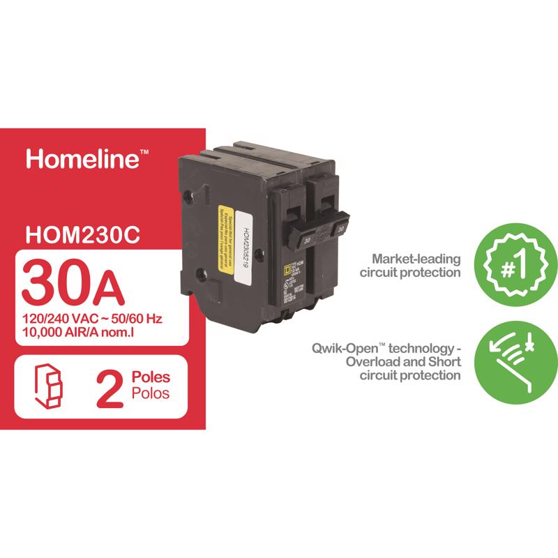 Square D HomeLine 30 amps Surge 2-Pole Circuit Breaker