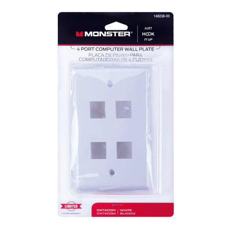 WALLPLATE 4-PORT WHITE