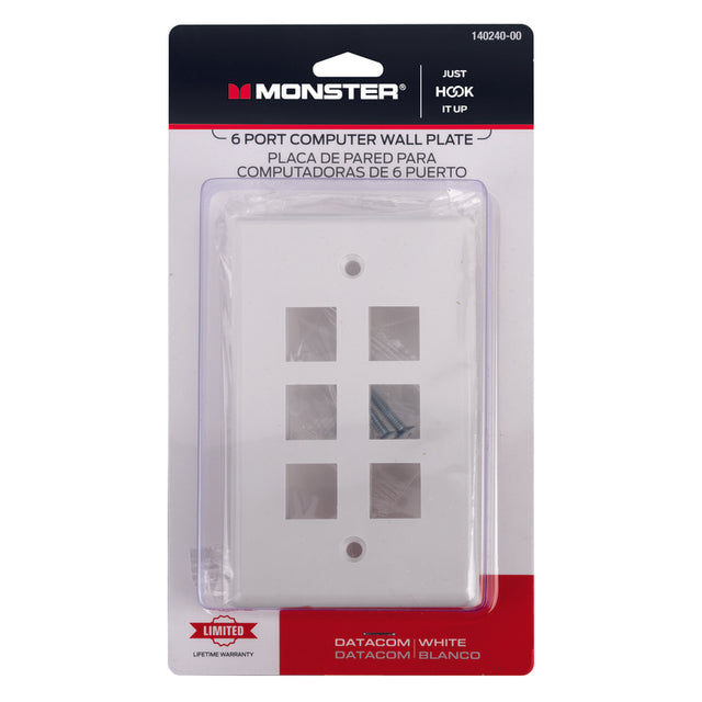 WALLPLATE 6-PORT WHITE