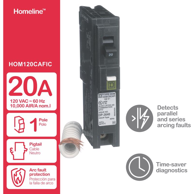 Square D HomeLine 20 amps Surge Single Pole Circuit Breaker