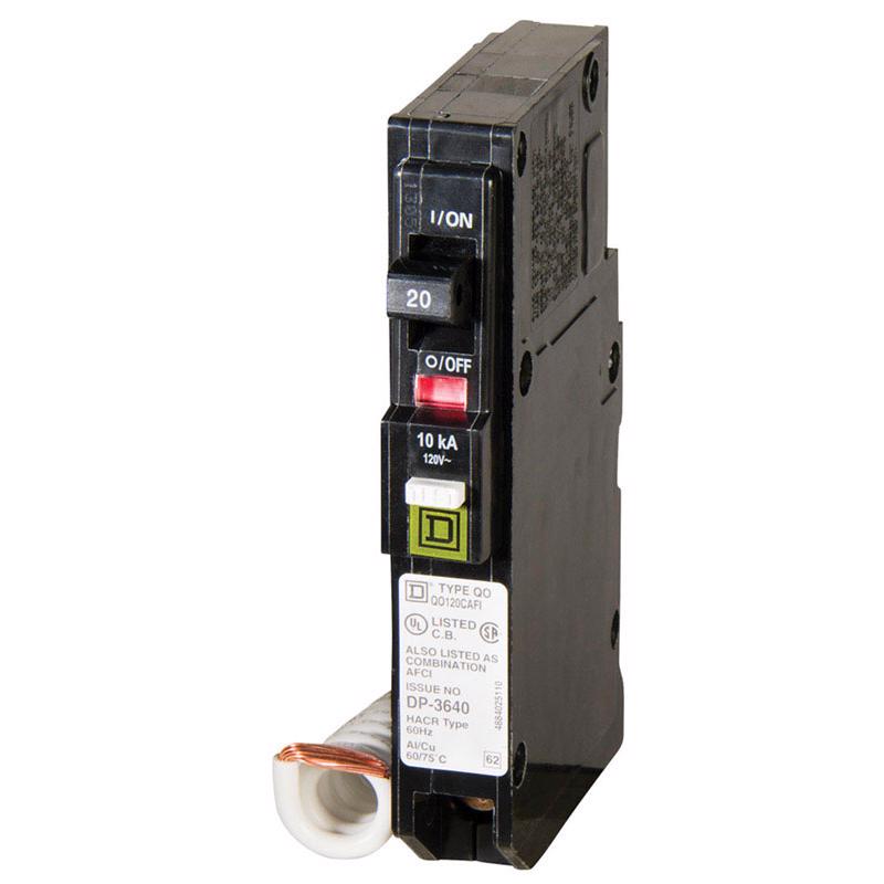 Square D QO 20 amps Arc Fault/Plug In Single Pole Circuit Breaker