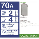 Square D QO 70 amps 120/240 V 2 space 4 circuits Combination Mount Main Lug Load Center