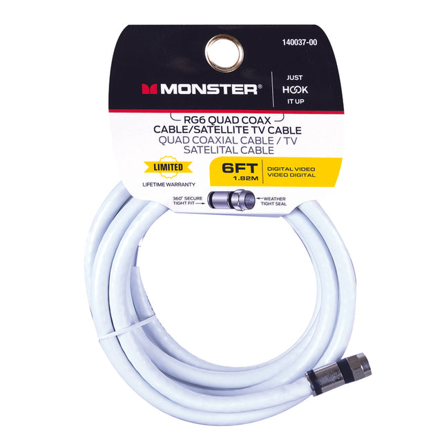 CABLE RG6 QUAD 6' WHITE