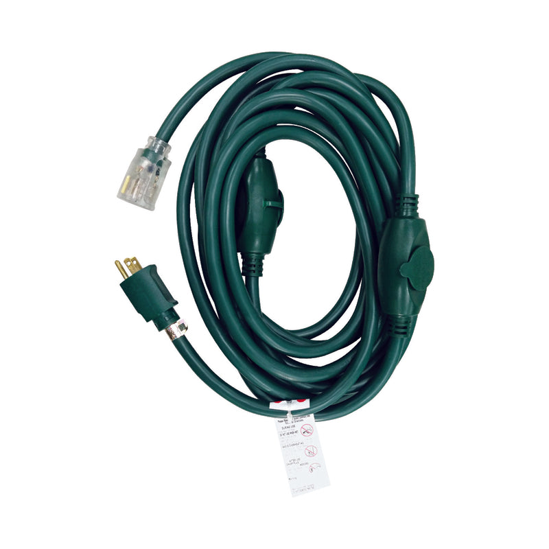 Ace Outdoor 25 ft. L Green Triple Outlet Cord 14/3 STW