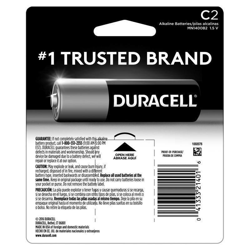 Duracell Coppertop C Alkaline Batteries 2 pk Carded
