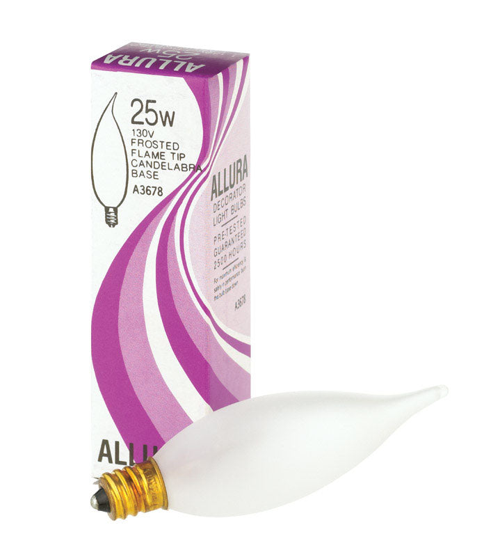 Satco ALLURA 25 W CA9 Chandelier Incandescent Bulb E12 (Candelabra) Soft White 1 pk