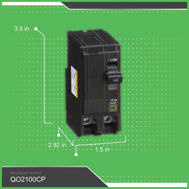 Square D QO 100 amps Plug In 2-Pole Circuit Breaker