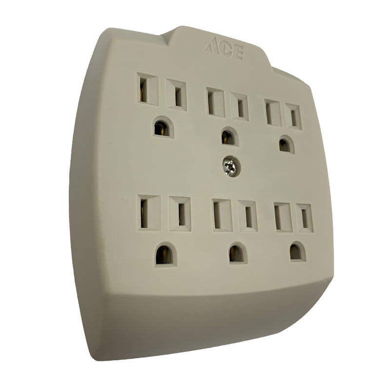 Ace Grounded 6 outlets Adapter 1 pk