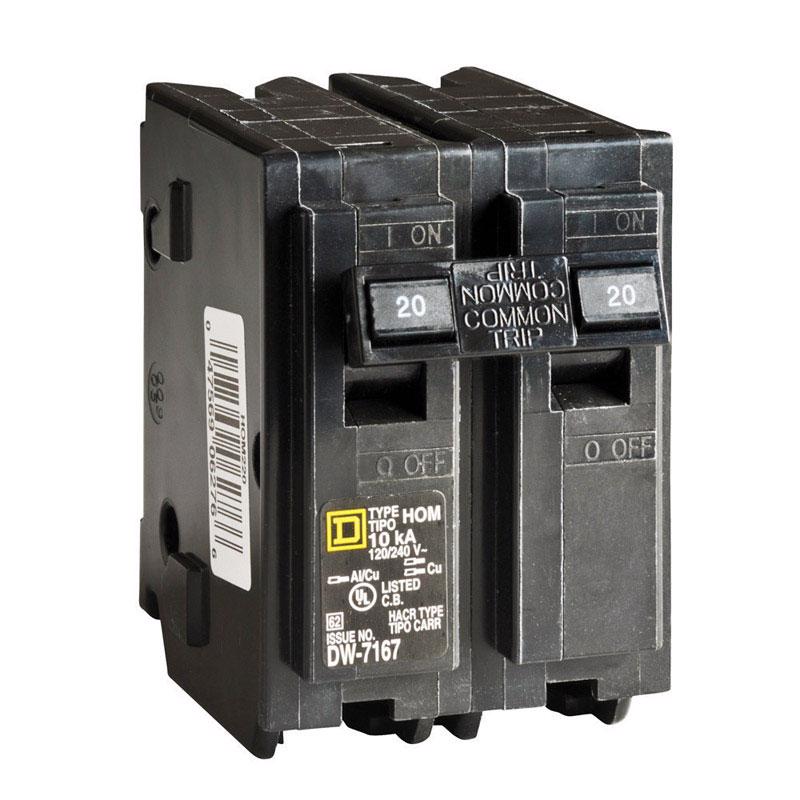 Square D HomeLine 20 amps Surge 2-Pole Circuit Breaker