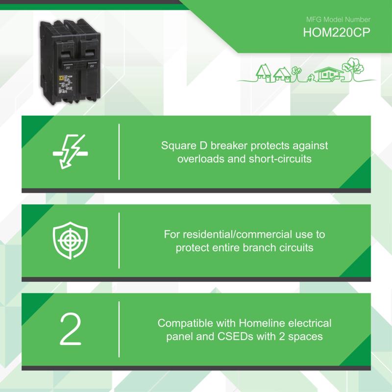 Square D HomeLine 20 amps Surge 2-Pole Circuit Breaker