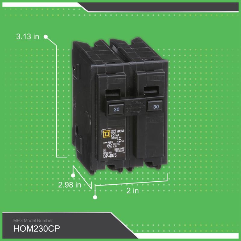 Square D HomeLine 30 amps Surge 2-Pole Circuit Breaker