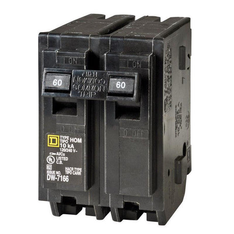 Square D HomeLine 60 amps Plug In 2-Pole Circuit Breaker