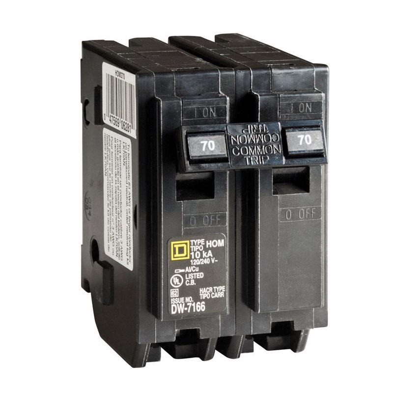 Square D HomeLine 70 amps Plug In 2-Pole Circuit Breaker