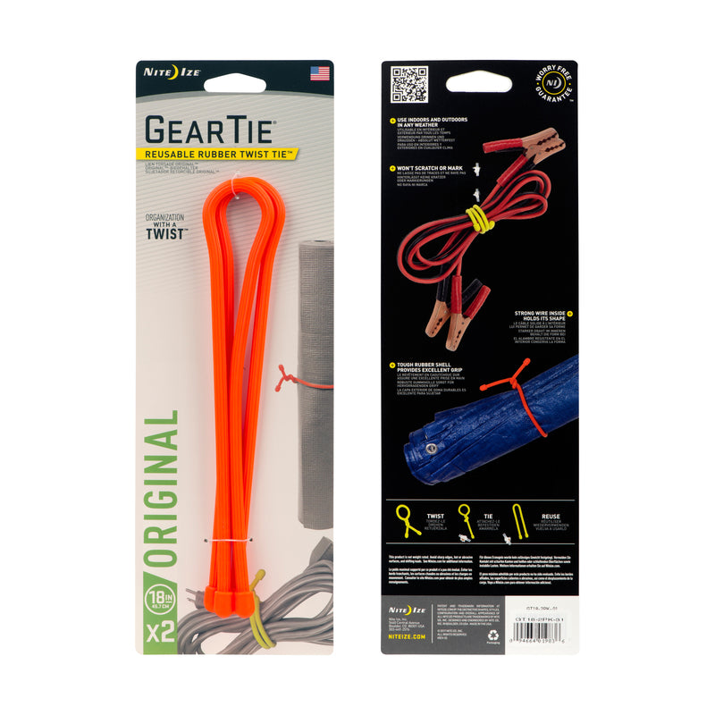 Nite Ize Gear Tie 18 in. L Orange Twist Ties 2 pk