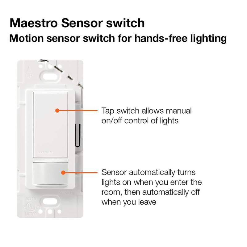Lutron Maestro Occupancy 5 amps Single Pole Motion Sensor Triple Combination Switch White 1 pk