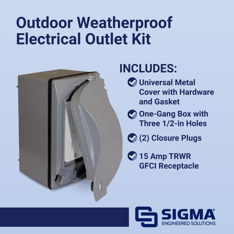 Sigma Engineered Solutions Rectangle Metal 1 gang GFCI Outlet Kit