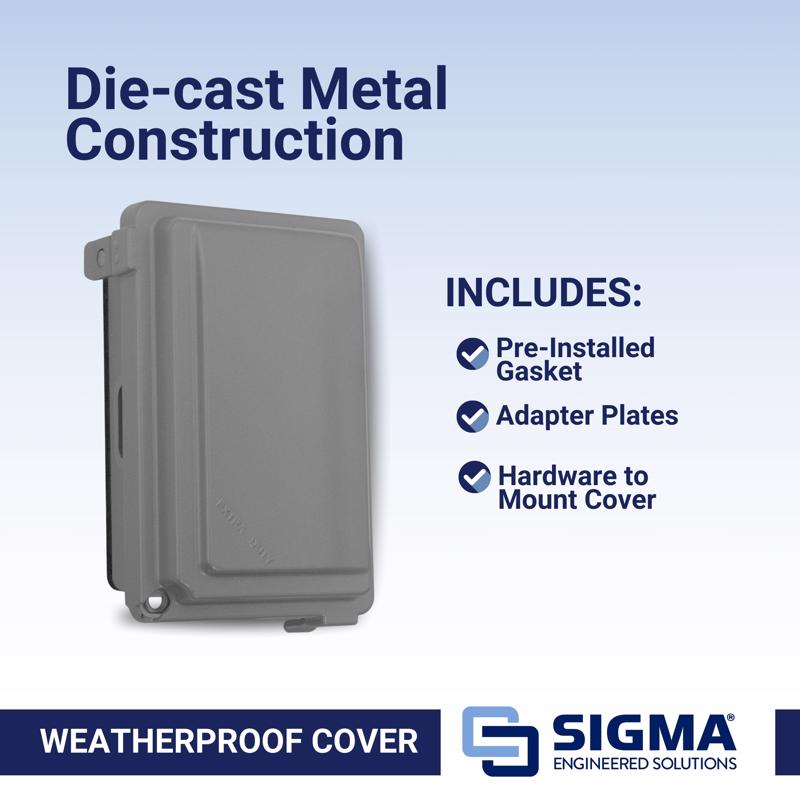 Sigma Engineered Solutions Rectangle Die-Cast Metal 1 gang Weatherproof Cover